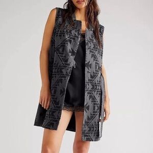 Free People Charcoal and Black Textured Vest